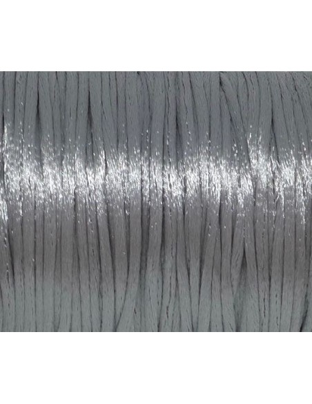 Ficelle chinoise 1mm gris acier brillant pour tressage kumihimo