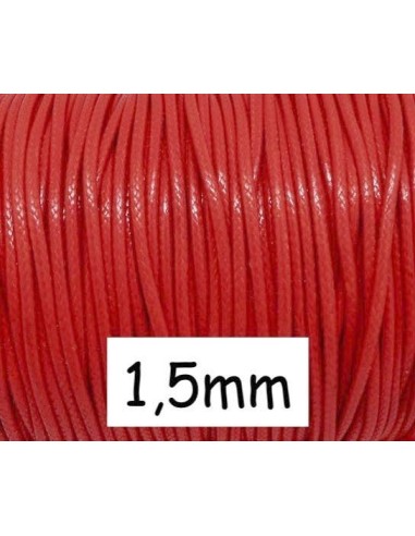 5m Cordon polyester enduit souple 1,5mm imitation cuir de couleur rouge
