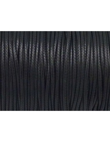 5m de Cordon polyester enduit 1,5mm souple imitation cuir noir brillant