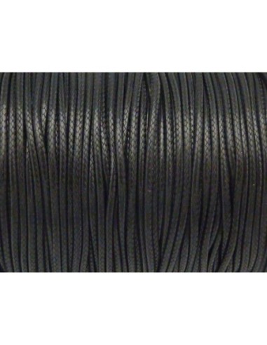 Cordon polyester enduit 1,5mm souple imitation cuir noir brillant