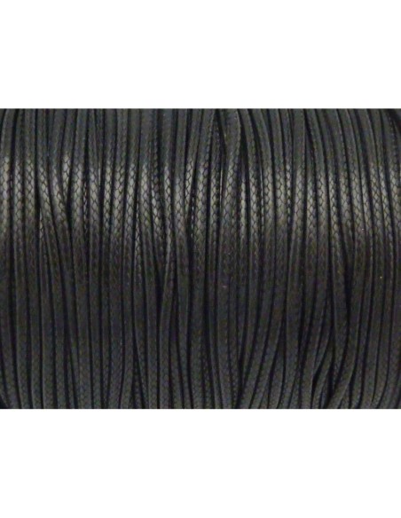 Cordon polyester enduit 1,5mm souple imitation cuir noir brillant