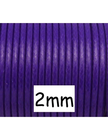 5m Cordon polyester enduit 2mm souple imitation cuir violet brillant