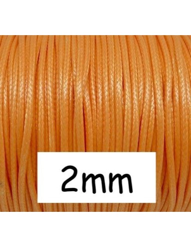 Cordon orange 2mm pour bijoux en polyester enduit