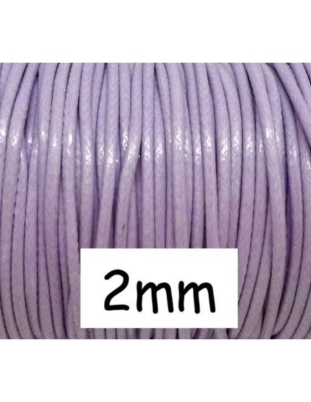 Cordon polyester enduit 2mm souple imitation cuir de couleur parme
