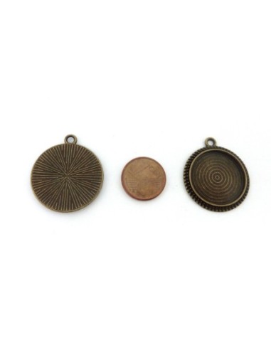 Lot de 4 Supports cabochon pendentif pour cabochon de 20mm en métal de couleur bronze