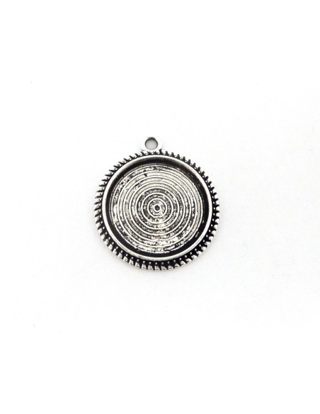 Lot de 4 Supports cabochon pendentif pour cabochon de 20mm en métal argenté