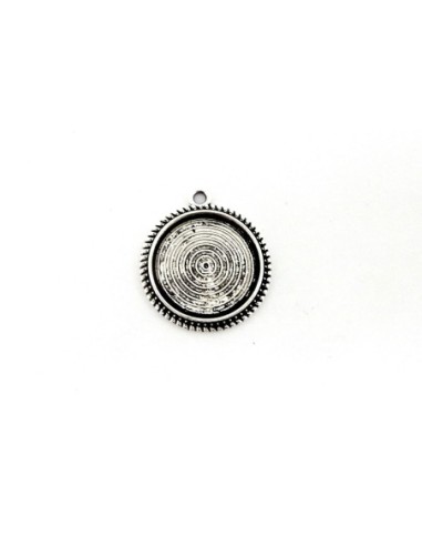 Pendentif support pour cabochon de 20mm en métal argenté
