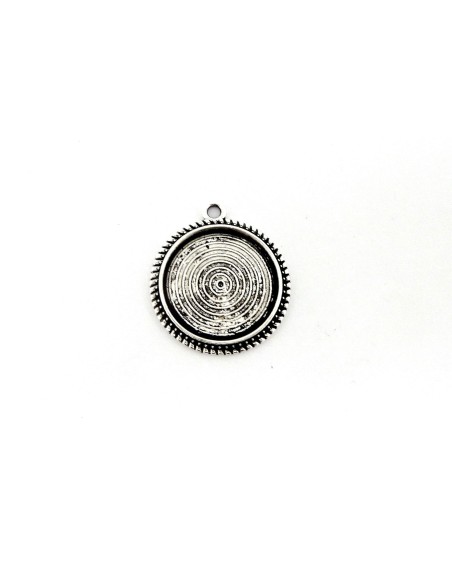 Pendentif support pour cabochon de 20mm en métal argenté