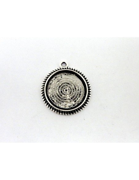 Lot de 4 Supports cabochon pendentif pour cabochon de 20mm en métal argenté