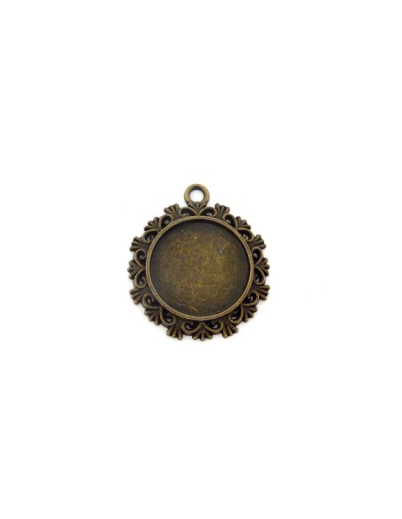 Lot de 3 Supports cabochon filigrane pendentif pour cabochon de 20mm en métal de couleur bronze Lot de 3 Supports cabochon filigrane pendentif pour cabochon de 20mm en métal de couleur bronze