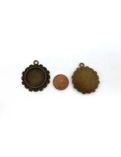 Lot de 3 Supports cabochon filigrane pendentif pour cabochon de 20mm en métal de couleur bronze 2