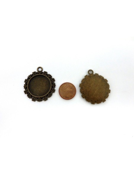Lot de 3 Supports cabochon filigrane pendentif pour cabochon de 20mm en métal de couleur bronze Lot de 3 Supports cabochon filigrane pendentif pour cabochon de 20mm en métal de couleur bronze