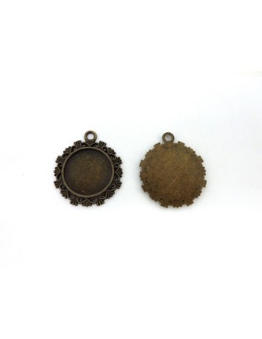 Lot de 3 Supports cabochon filigrane pendentif pour cabochon de 20mm en métal de couleur bronze