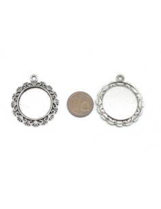 support cabochon filigrane pendentif pour cabochon de 20mm en métal argenté 2