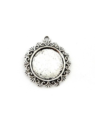 support cabochon filigrane pas cher  pendentif pour cabochon de 20mm argenté