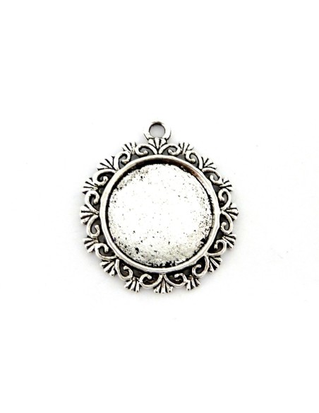support cabochon filigrane pas cher  pendentif pour cabochon de 20mm argenté