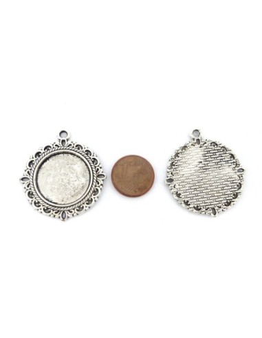 pendentif filigrane pour cabochon de 20mm en métal argenté