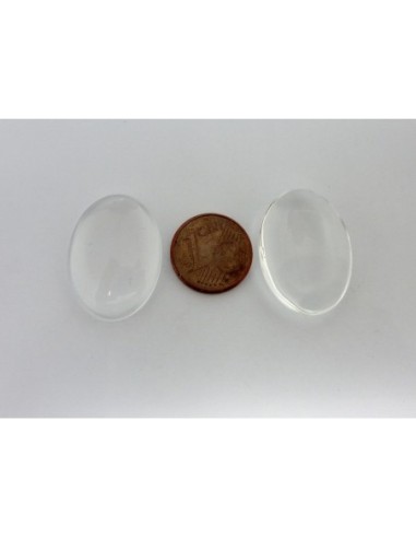 Lot de 2 Cabochons ovale 18x25mm en verre