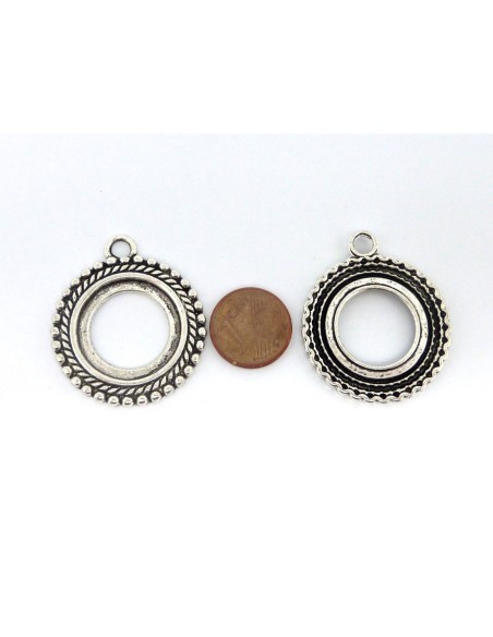 Support cabochon rosace en métal argenté pour support 20mm