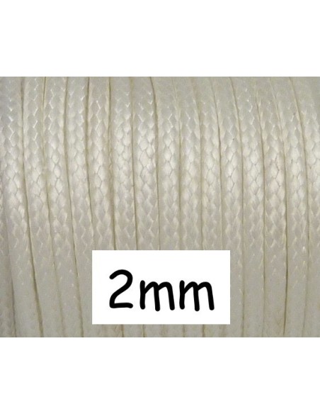 5m Cordon polyester enduit 2mm souple imitation cuir blanc brillant