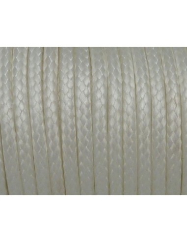 5m Cordon polyester enduit 2mm souple imitation cuir blanc brillant