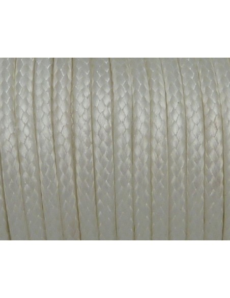 5m Cordon polyester enduit 2mm souple imitation cuir blanc brillant