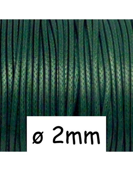 Cordon polyester enduit 2mm vert pour création DIY
