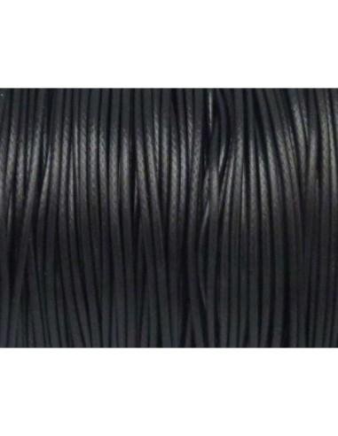 Cordon polyester enduit 1mm souple noir brillant imitation cuir