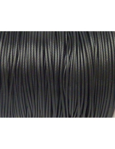 5m de Cordon polyester enduit 1mm souple noir brillant