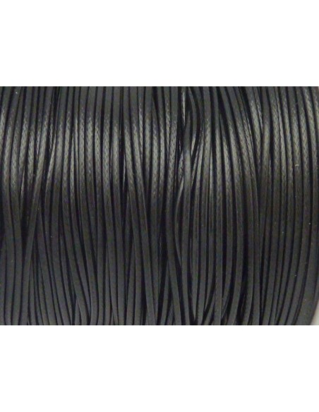 5m de Cordon polyester enduit 1mm souple noir brillant