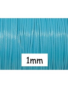 Cordon enduit 1mm bleu ciel, imitation cuir pour bijoux 