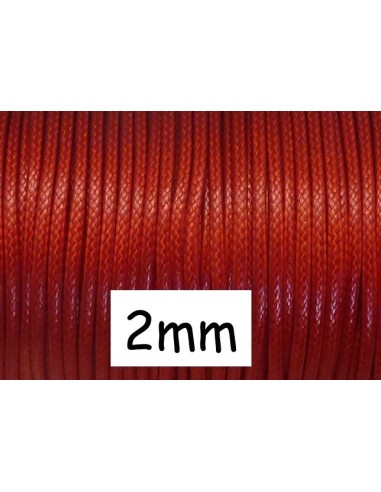 Cordon polyester enduit 2mm souple imitation cuir rouge 