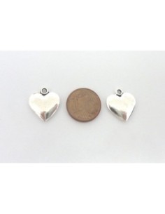 5 Breloques coeur 16,1mm en métal argenté lisse 2