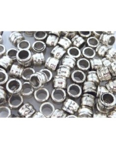 Perle tube en métal argenté pour cordon cuir 4,5mm