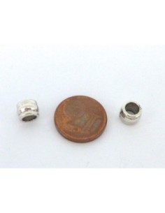 Perle tube en métal argenté pour cordon cuir 4,5mm 2