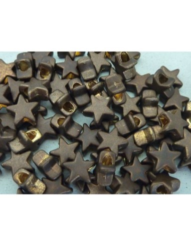 5 Perles connecteur étoile en métal marron, cuivré 6,3mm