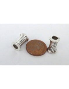 5 Perles cylindre style diabolo 12,5mm en métal argenté... 2