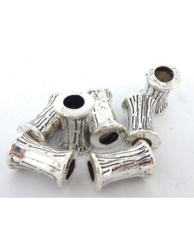 5 Perles cylindre style diabolo 12,5mm en métal...