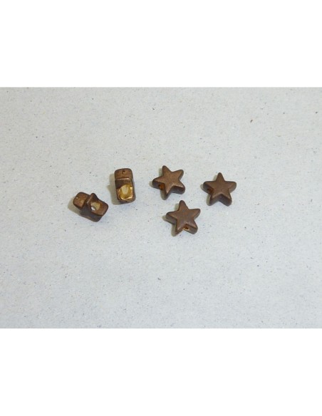 5 Perles connecteur étoile en métal marron, cuivré 6,3mm