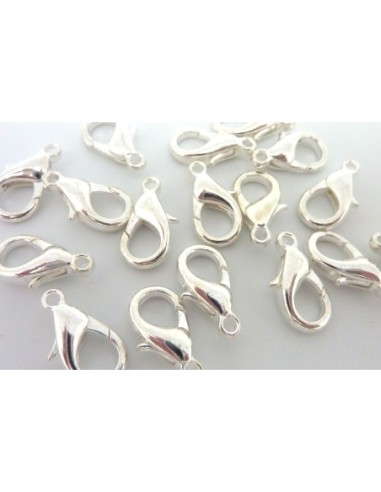 Mousqueton 16mm en métal argenté brillant