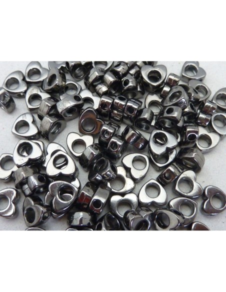 Perle coeur gris hématite