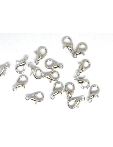 Fermoir mousqueton 10mm en métal argenté