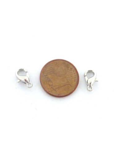 50 Fermoirs mousqueton 10mm en métal argenté