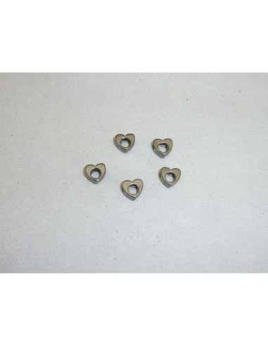 Perle coeur gris hématite pas chere