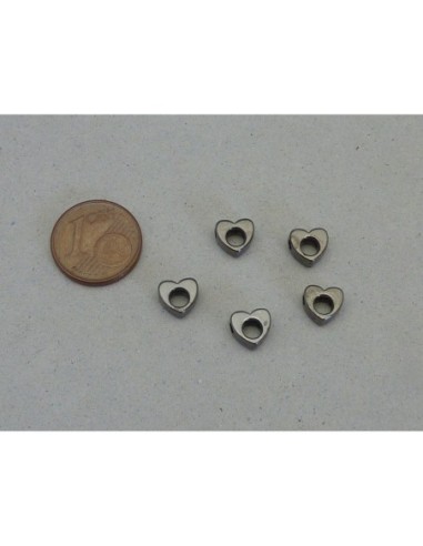 Perle coeur gris hématite