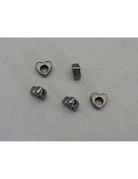 Perle coeur gris hématite