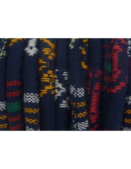 R-20cm de Cordon ethnique en coton tissé 5mm de couleur multicolore bleu marine