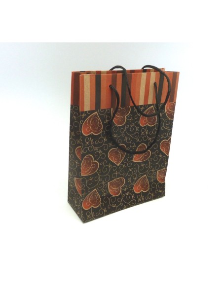 Pochette cadeaux 20 x 14,5cm coeur et arabesque à soufflet en papier épais