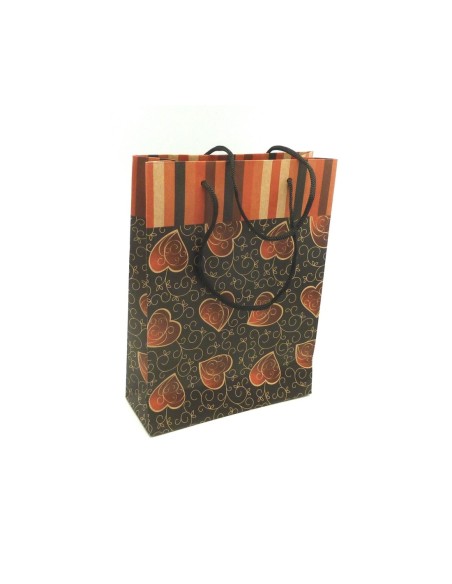 Pochette cadeaux 20 x 14,5cm coeur et arabesque à soufflet en papier épais