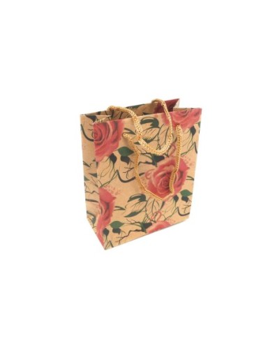 Pochette cadeaux 11 x 14,5cm motif rose rose à...